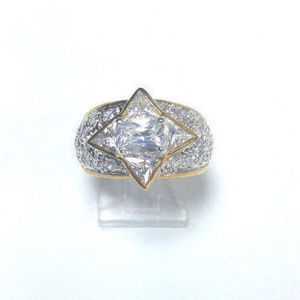 Fashion Jewelry Star Clear CZ Pave Gold Wide Band